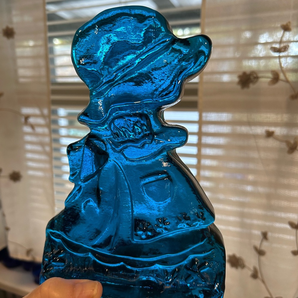Blue Glass Art Sculpture LE Smith  Bookends. Holly Hobby. Rich Cobalt Blue